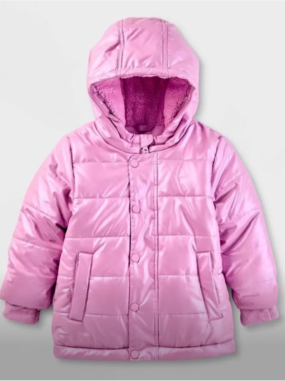 Toddler Girls' Heavyweight Shiny Puffer Jacket - Cat & Jack